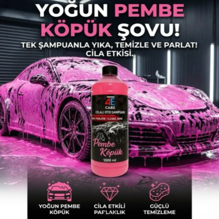 Pembe Köpük – Snow Foam Oto Yıkama Şampuanı, Yoğun Köpük ve Hidrofobik Etkili