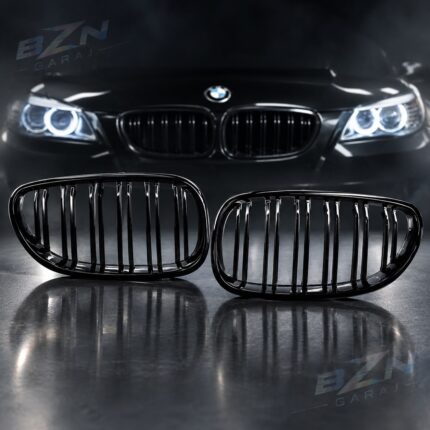 bmw e60 siyah parlak panjur böbrek set