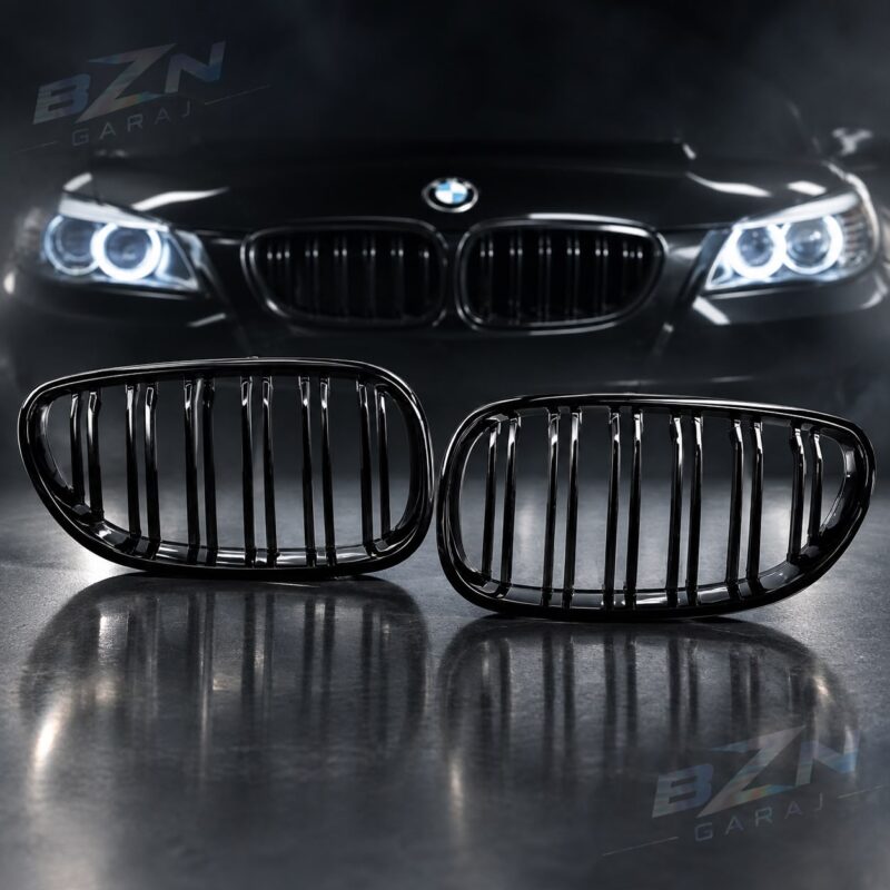 bmw e60 siyah parlak panjur böbrek set